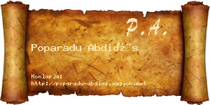 Poparadu Abdiás névjegykártya